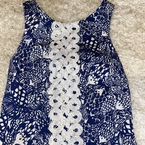 Lilly Pulitzer For Target Blue Fish Print Upstream Print Shift Dress Women Sz 2